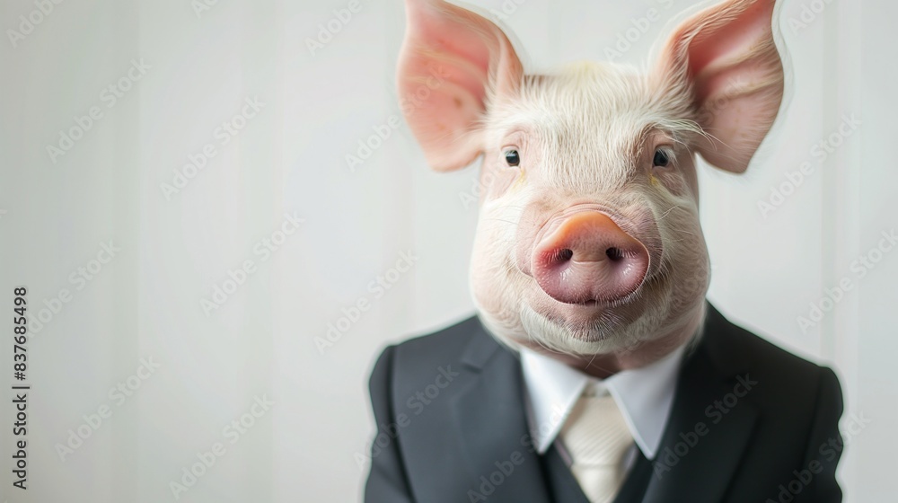 Pig in a business suit, office environment. Pig in a business suit, office environment.