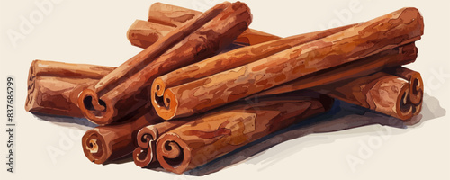 Fragrant cinnamon sticks. vector simple illustration