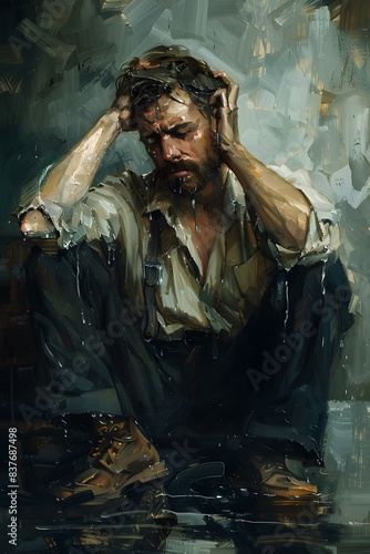 Portrait of a Man with Wet Hair and Beard
