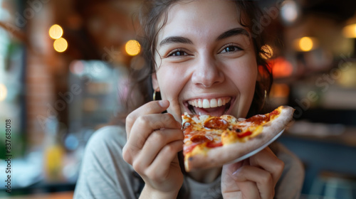 Pizza Time - A Woman's Enjoyable Meal