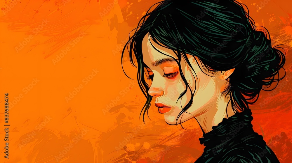 portrait of a young woman with black hair portrait of a young woman with black hair