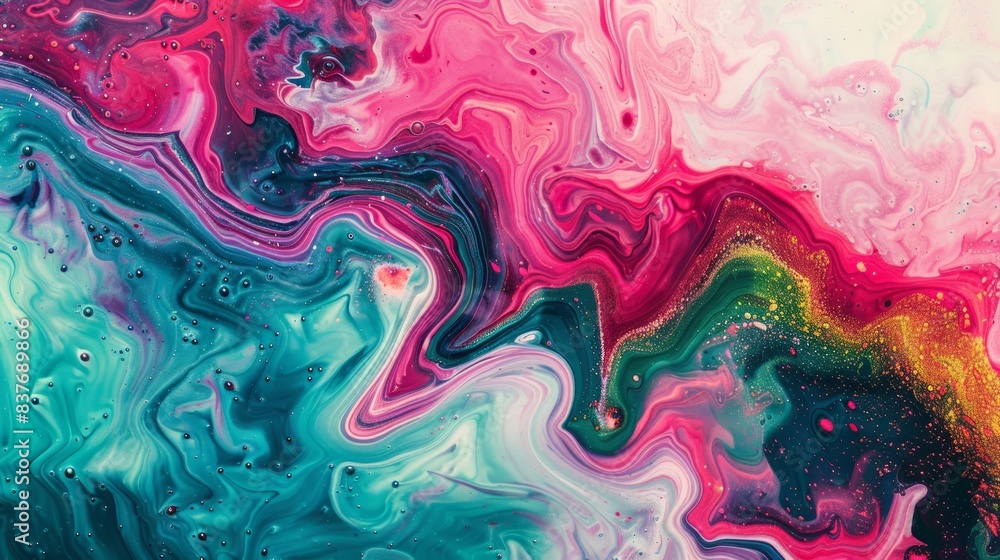 fluid art with a vibrant mix of neon colors. Bright pinks, greens, and blues swirl together in dynamic patterns fluid art with a vibrant mix of neon colors. Bright pinks, greens, and blues swirl together in dynamic patterns