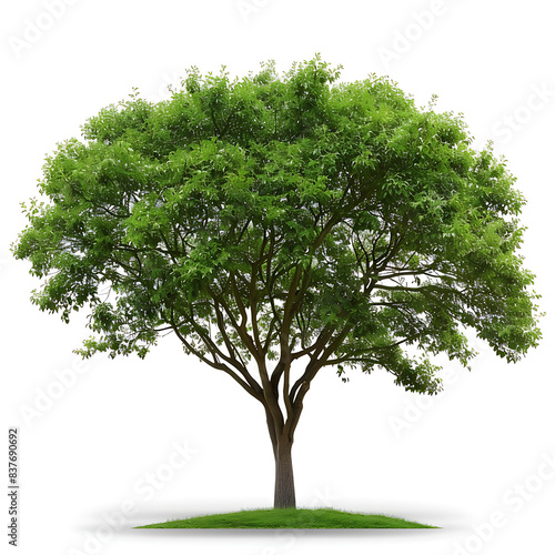 Lush Green Tree with Dense Foliage Isolated on White Background - Perfect for Nature  Environment  and Botanical Themes in Stock Photography