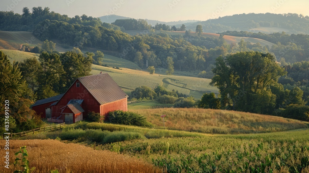 Serene Countryside Landscape: Capture the peacefulness and natural beauty of a countryside landscape, Serene Countryside Landscape: Capture the peacefulness and natural beauty of a countryside landscape,