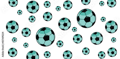 football seamless pattern soccer ball vector sport doodle cartoon gift wrapping paper scarf isolated repeat wallpaper tile background illustration design 3D