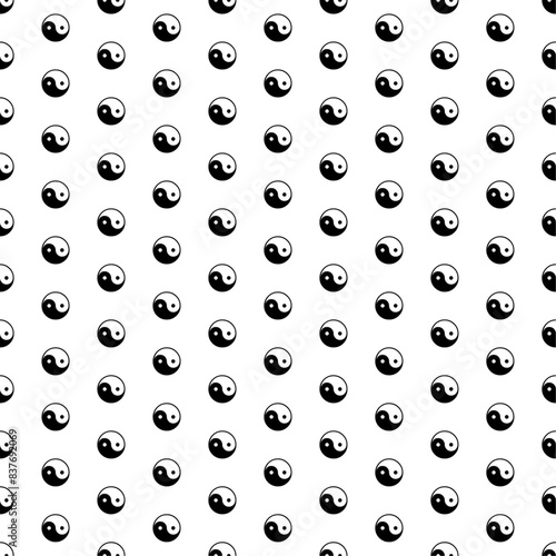 Square seamless background pattern from black yin yang symbols. The pattern is evenly filled. Vector illustration on white background
