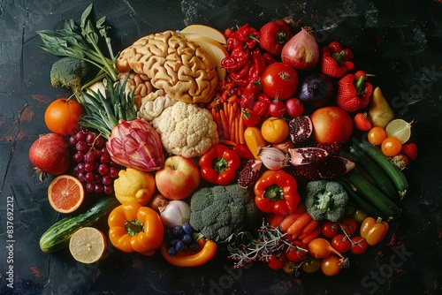 Beautifully Displayed Brain-Boosting Foods  Nutritious and Inviting  5 food groups.