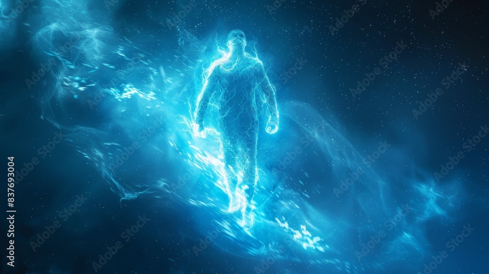 Enigmatic Levitation: Person Floating in Mystical Aura Enigmatic Levitation: Person Floating in Mystical Aura