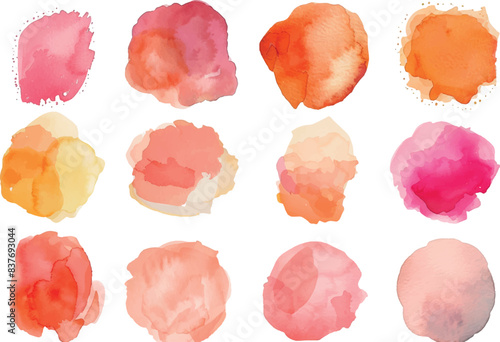 Set of red watercolor strokes, for design, background clipart