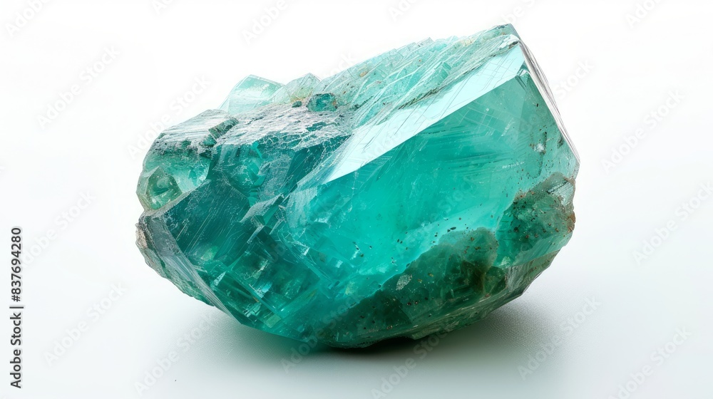 Paraiba Tourmaline stone, photographed in the studio on a white background, showing the surface details and beautiful color of the stone, Ai generated Images Paraiba Tourmaline stone, photographed in the studio on a white background, showing the surface details and beautiful color of the stone, Ai generated Images