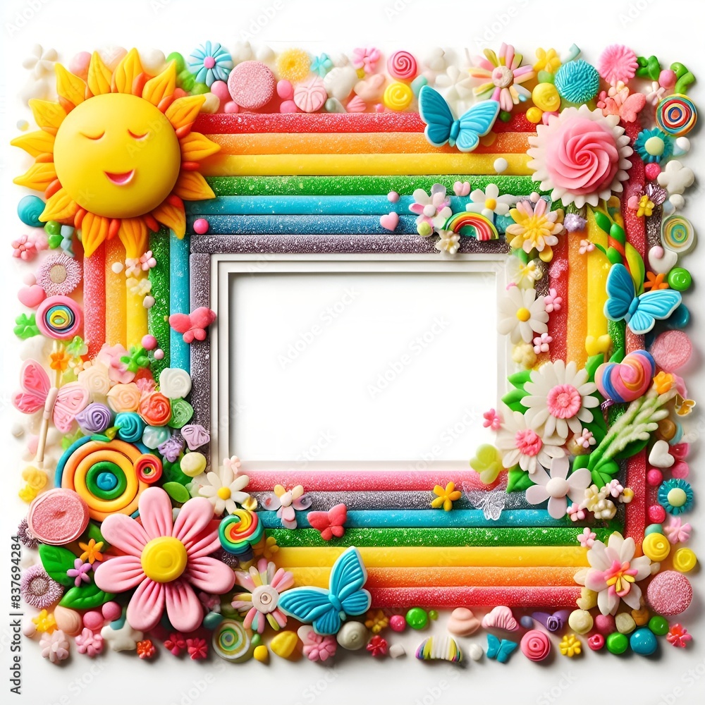 frame of flowers illustration, design, Generative AI. frame of flowers illustration, design, Generative AI.