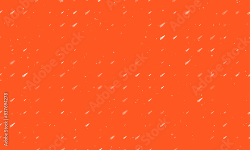 Seamless background pattern of evenly spaced white hand saw symbols of different sizes and opacity. Vector illustration on deep orange background with stars