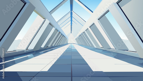 Modern Architectural Interior with Geometric Structure and Light Play