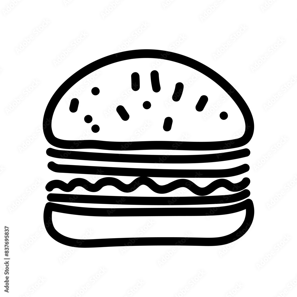 Vector illustration of hand drawn burger doodle on transparent background Vector illustration of hand drawn burger doodle on transparent background