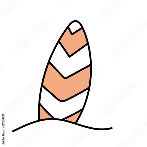 Surfboard in doodle style. Vector isolated on white background