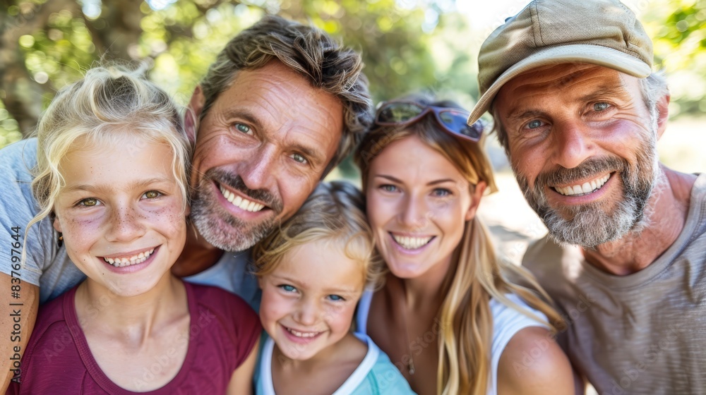 A gathering of individuals, with a smiling man and a woman positioned centrally amongst them, all standing before a solitary tree A gathering of individuals, with a smiling man and a woman positioned centrally amongst them, all standing before a solitary tree