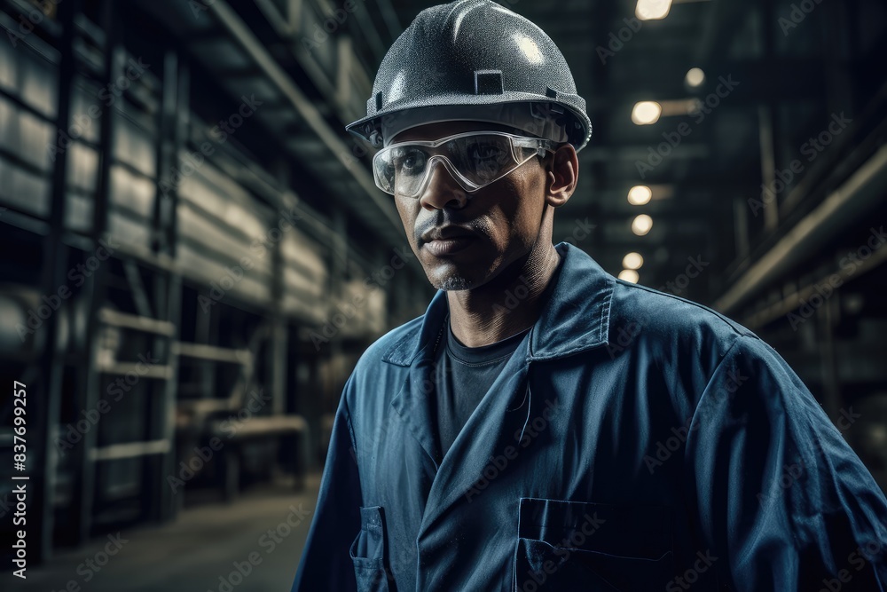 Obraz premium Determined Factory Worker in Safety Gear