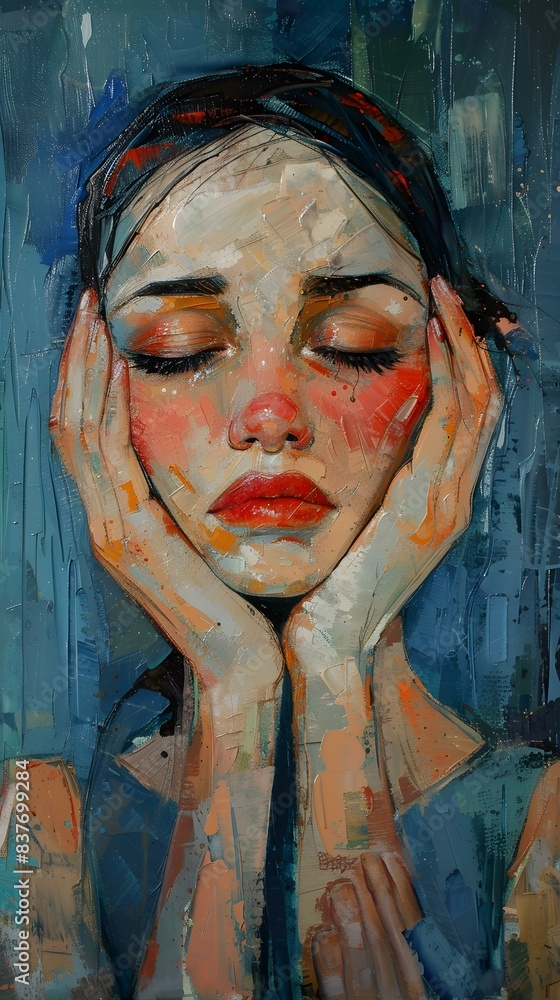 A woman with her hands on her face A woman with her hands on her face