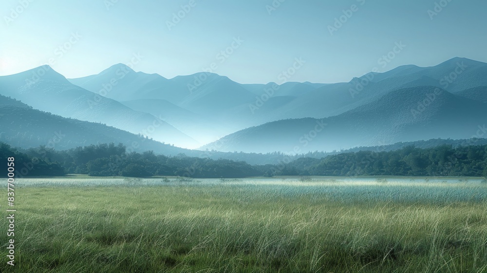 Natural Landscape with Majestic Mountains in the Distance Natural Landscape with Majestic Mountains in the Distance
