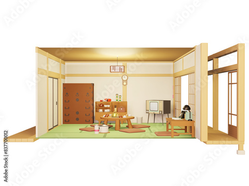 昭和レトロな部屋のイラスト