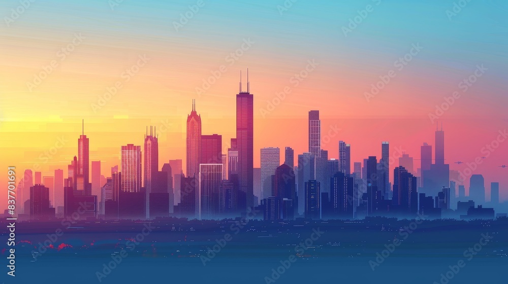Urban Gradients City Skyline: An illustration capturing gradients in a city skyline Urban Gradients City Skyline: An illustration capturing gradients in a city skyline