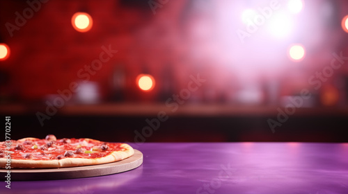 pizza on table with blur background