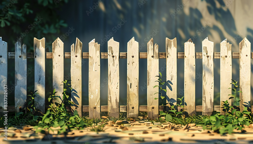 Obraz premium Recreation of a wooden fence 