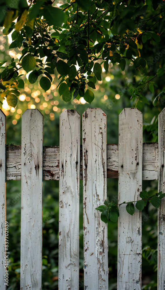 Recreation of a white rustic wooden fence Recreation of a white rustic wooden fence