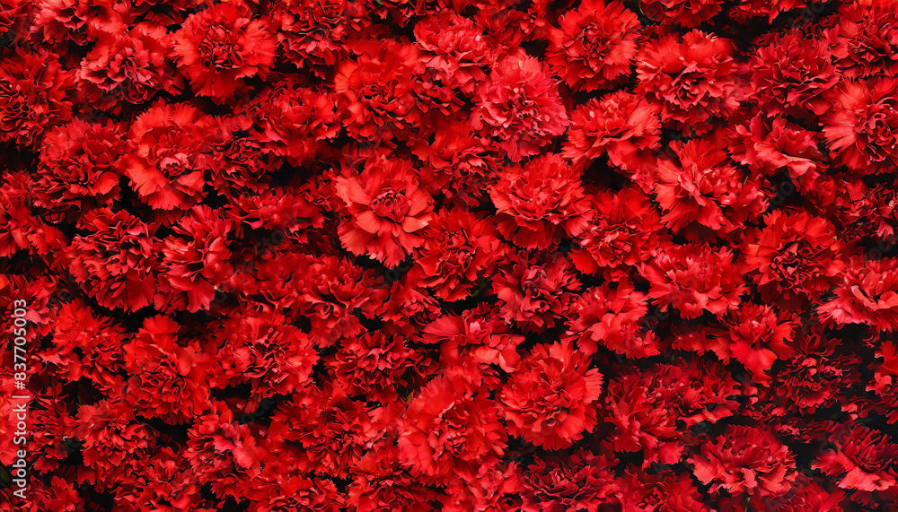 Red carnation flowers spread all over the background Red carnation flowers spread all over the background