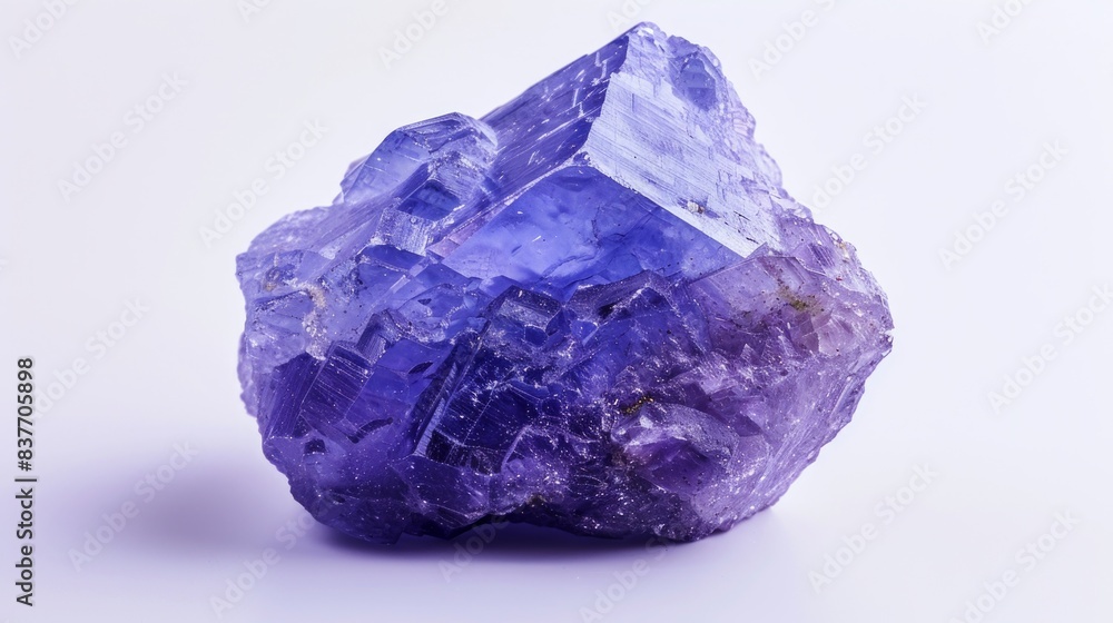 Tanzanite stone, photographed in the studio on a white background, showing the surface details and beautiful color of the stone, Ai generated Images Tanzanite stone, photographed in the studio on a white background, showing the surface details and beautiful color of the stone, Ai generated Images