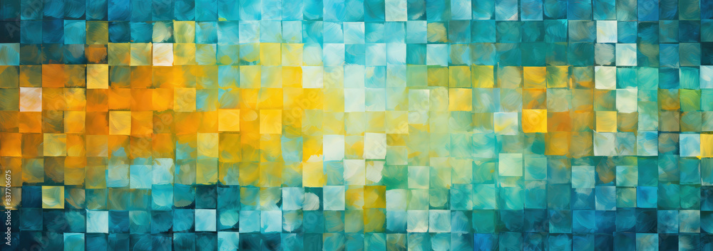 Abstract Blue and Yellow Mosaic Wall Art Abstract Blue and Yellow Mosaic Wall Art