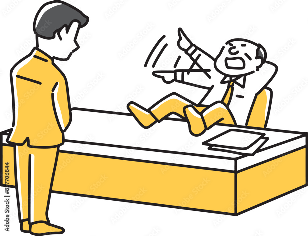 ふんぞり返って説教する会社員 ふんぞり返って説教する会社員