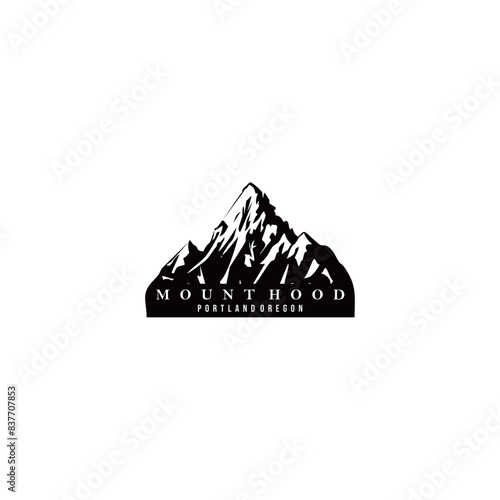 Silhouette of Mount Hood Portland Oregon Mountain logo design