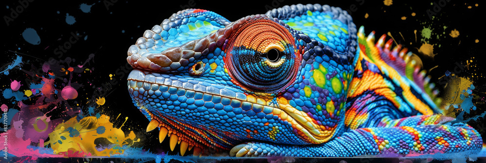 chameleon in neon colors in a pop art style chameleon in neon colors in a pop art style