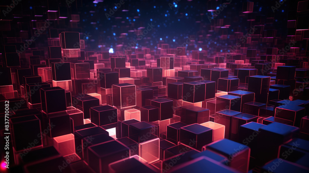 Fototapeta premium Digital Cubes Matrix - Abstract Tech Background