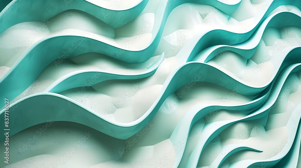 A high-resolution image of teal waveforms with a white sandstone finish A high-resolution image of teal waveforms with a white sandstone finish