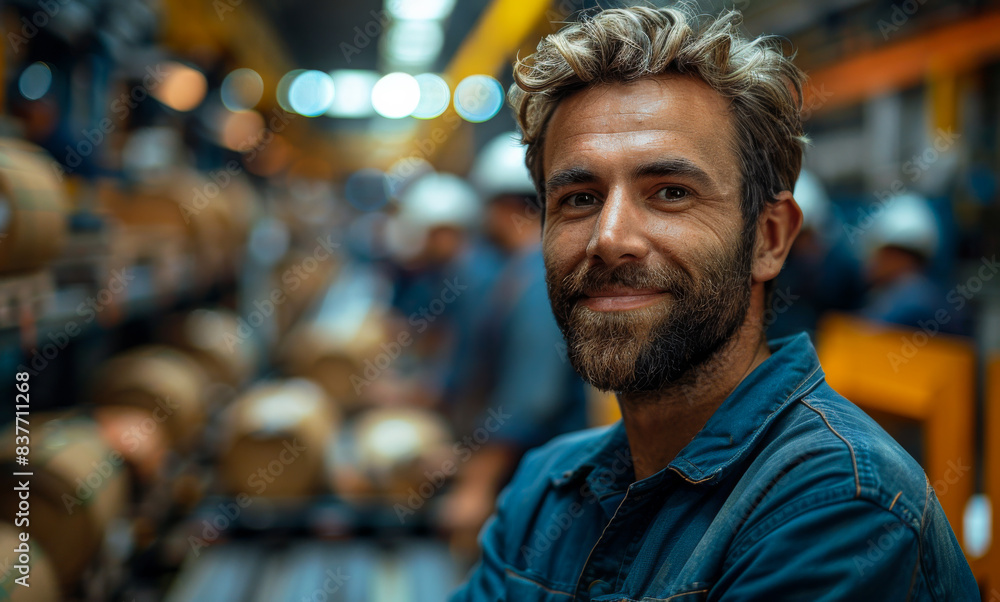 Obraz premium Portrait of handsome mature man working in factory