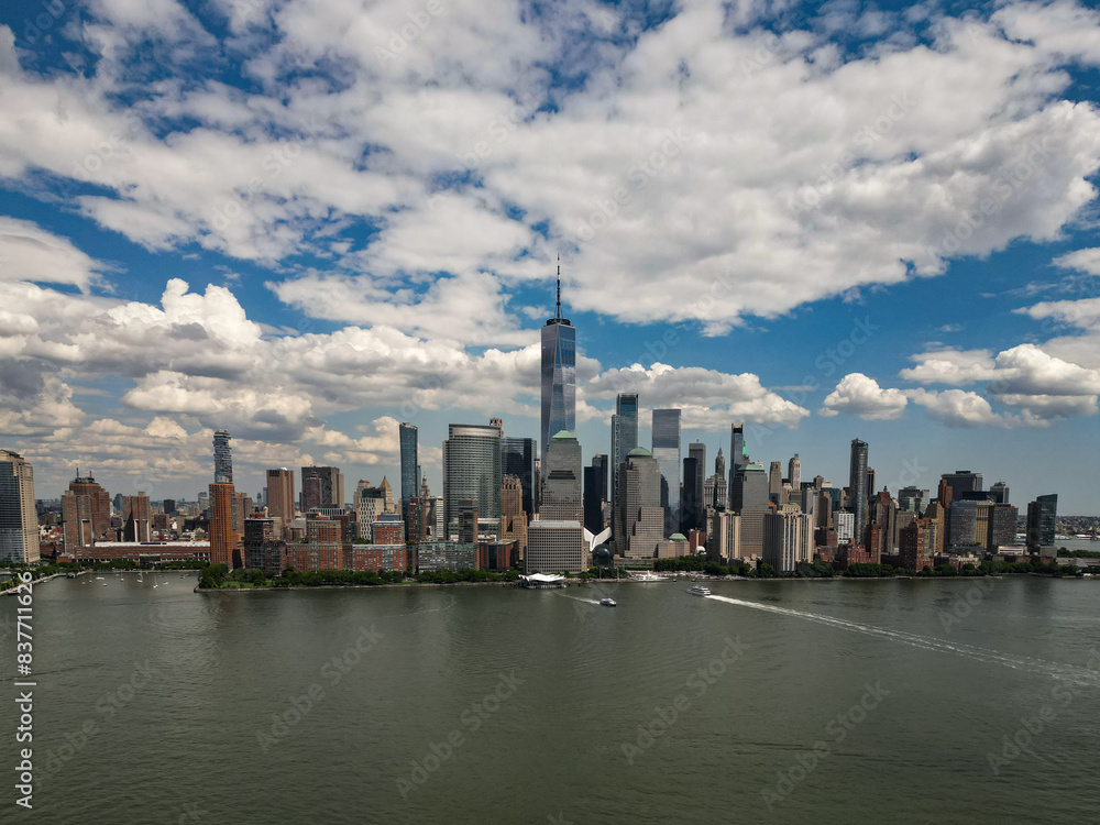 Obraz premium NYC, Drone view of the skyline of New York City.