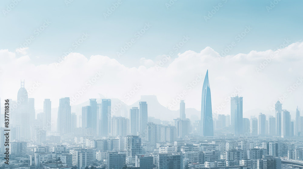Sprawling Cityscape Amidst Misty Dawn Glow Sprawling Cityscape Amidst Misty Dawn Glow