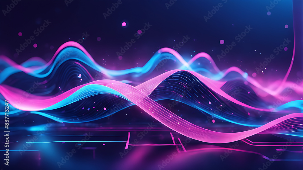 abstract background with pink blue glowing neon lines and bokeh lights. Fantastic wallpaper abstract background with pink blue glowing neon lines and bokeh lights. Fantastic wallpaper