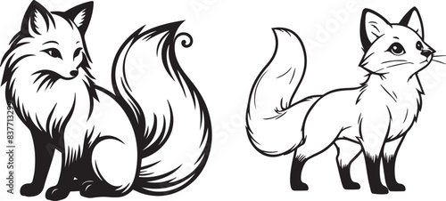 fox black silhouettes vector illustration