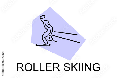 Roller skiing player vector line icon. practicing roller skiing on street logo, equipment sign. sport pictogram illustration