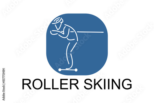 Roller skiing player vector line icon. practicing roller skiing on street logo, equipment sign. sport pictogram illustration