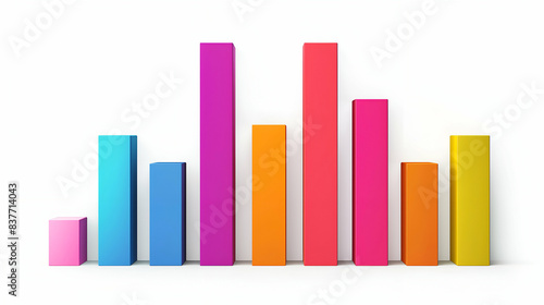 A colorful 3D bar graph featuring vibrant columns in various hues, displayed on a clean white background. The bars are arranged in a non-linear sequence, showcasing a visually appealing representation photo