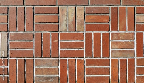 Billede på lærred Old tiled wall made of earthenware tiles arranged geometrically