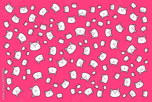 abstract cute cat, pink background, seamless pattern background