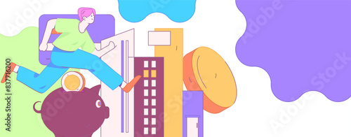 Home loan flat vector concept operation illustration
