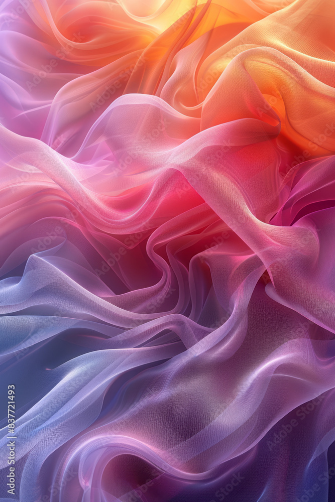 Fototapeta premium Abstract gradient curves in pastel hues, forming soft and gentle waves that evoke a sense of peace and tranquility,