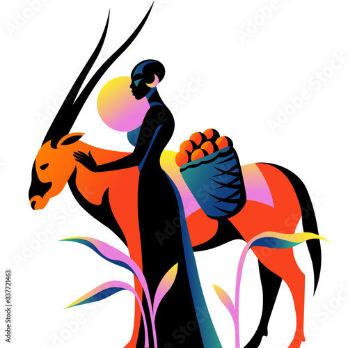 African woman with antelope