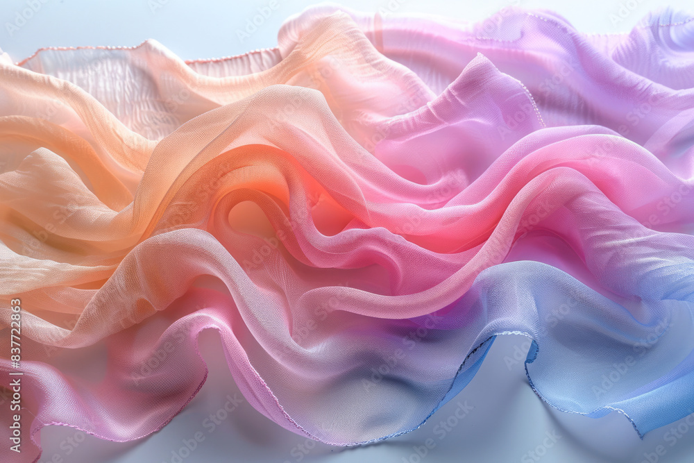 Fototapeta premium A mesh wave pattern with soft, pastel colors undulating smoothly across a light background,